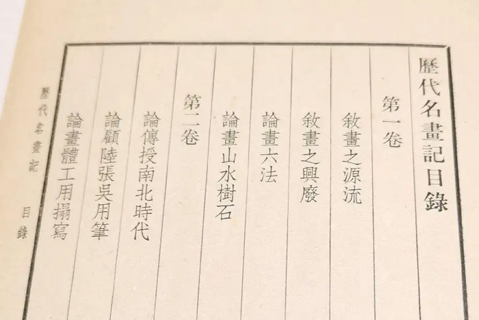 唐代張彥遠《歷代名畫記》目錄(局部）